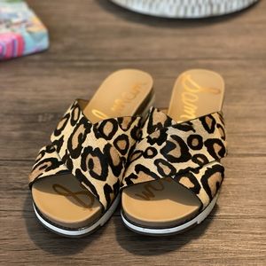 Sam Edelman Audrea Criss-Cross Leopard Slide Sandal/Size 6.5/Excellent Condition